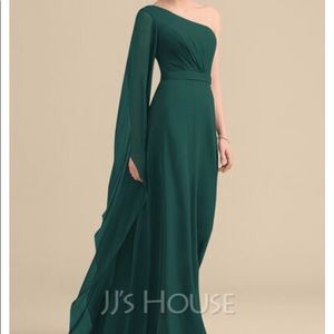 Dark green chiffon gown